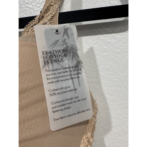 Natori Size 38D Feathers Contour Plunge Bra Style# 730023 Cafe Underwire Beige - Picture 5 of 7